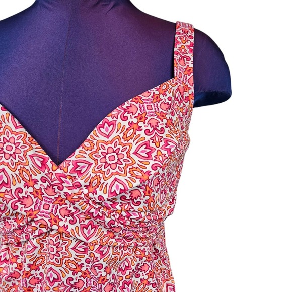 Lands' End Pink & Orange Shirred Tankini Top Size 6L Women's Swim Suit N37 - Picture 2 of 8